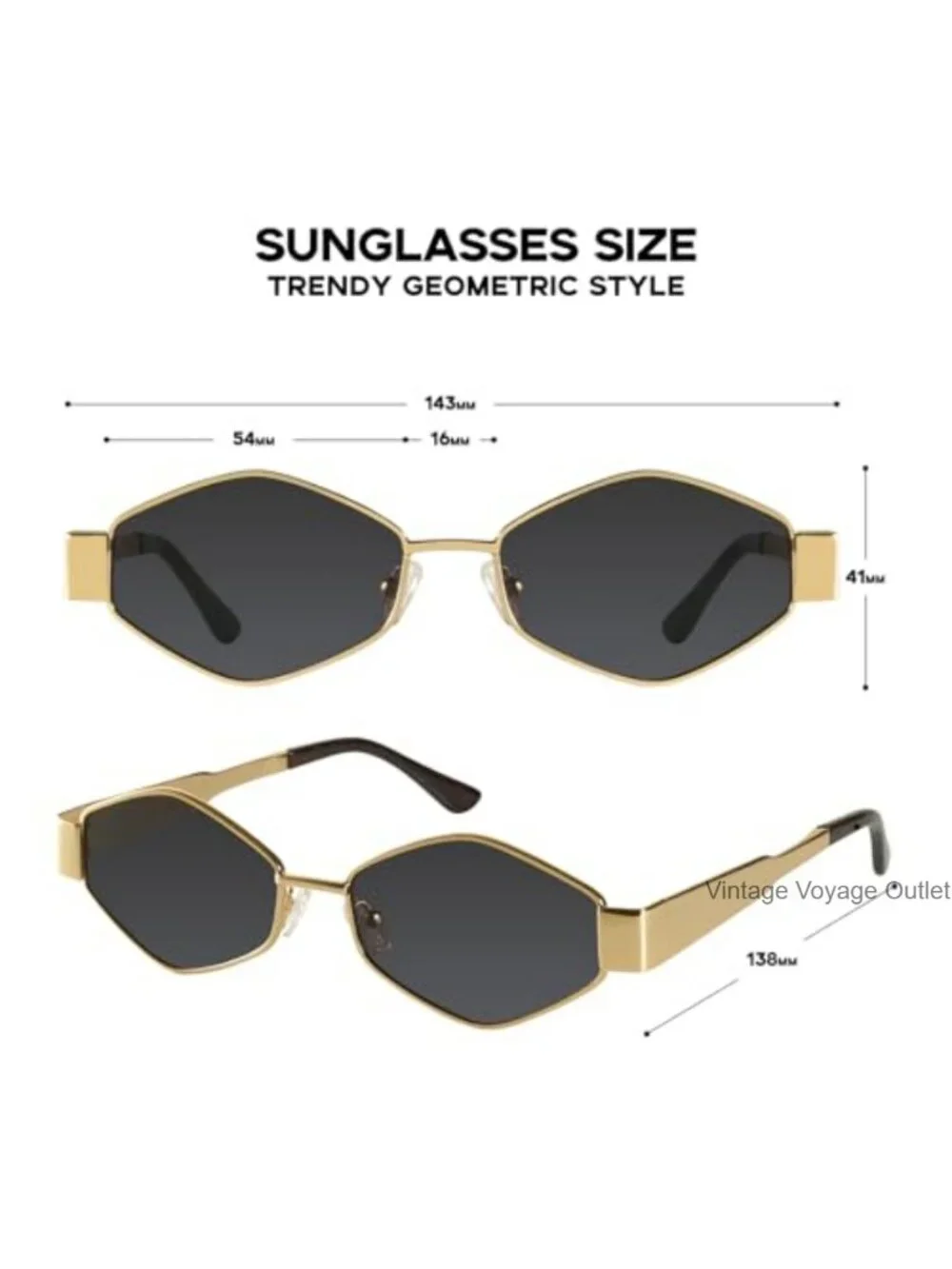 Retro Hexagonal Metal Sunglasses UV400 Protection Women